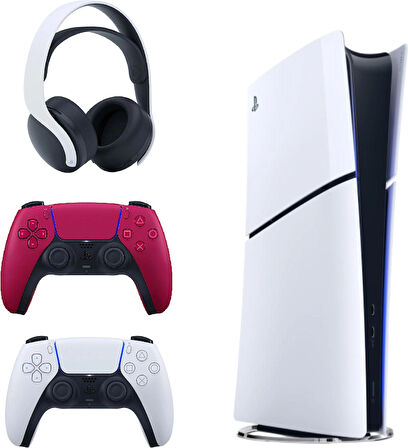 Sony Playstation 5 Slim İthalatçı Garantili + 2.  Kırmızı Dualsense + Pulse 3D Kablosuz Kulaklık