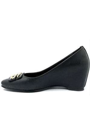 312216. Siyah Dolgu Taban Kadın Ayakkabı
