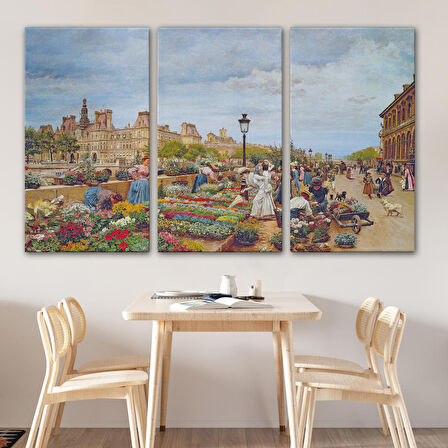 Pariste Ortaçağ Çiçek Pazarı Tablosu-6624