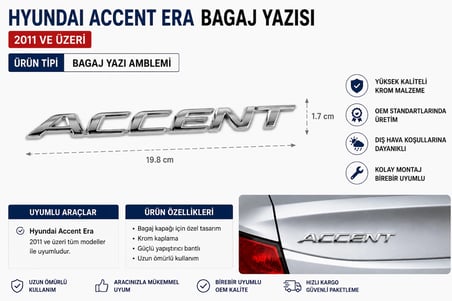 Hyundai Accent Era Bagaj Yazısı Amblemi Logo 2011 ve Üzeri