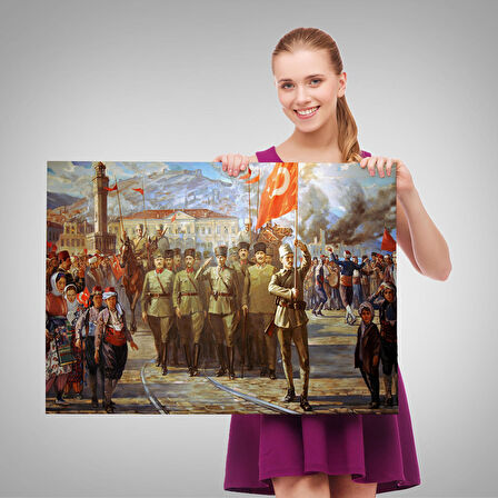 İzmir'in Kurtuluşu Tablosu - Atatürk'ün İzmire Girişi-6627