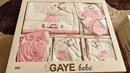 KIZ BEBEK GAYE ORGANİK 0-3 AY ÇİÇEKLİ TAVŞAN NAKIŞLI 10 LU HASTANE ÇIKIŞ ZIBIN SETİ