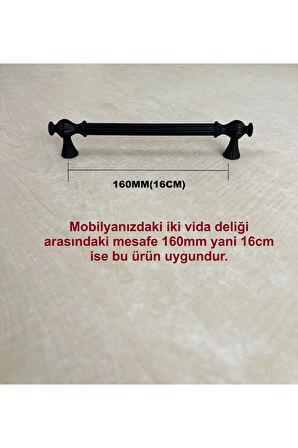 160mm 662Model Mobilya Mutfak Çekmece Dolap Dolabı Kulpu Kulbu Kulpları 1 Adet Siyah