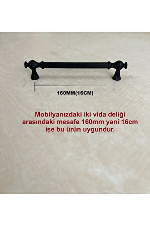 160mm 662Model Mobilya Mutfak Çekmece Dolap Dolabı Kulpu Kulbu Kulpları 4 Adet Siyah