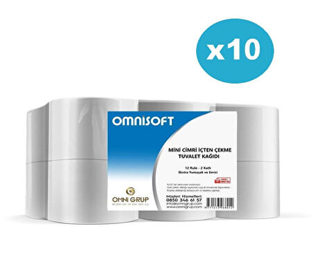 Omnisoft 10 Koli Mini Cimri İçten Çekmeli Tuvalet Kağıdı 30 kg 120 Rulo