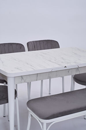 Nehir Beta Banklı Lak Panel Açılır Mutfak Masa Takımı 75x130cm