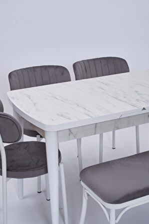 Nehir Beta Banklı Lak Panel Açılır Mutfak Masa Takımı 75x130cm