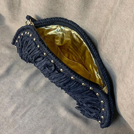Uretti - Meryem 7194 - El Örgüsü Tığ İşi D Şeklinde Clutch Çanta