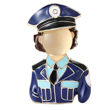 Uretti - Melik 9215 1742 Mineli Kadın Polis Broş / Yaka İğnesi