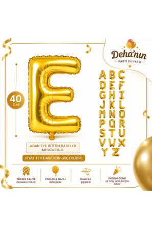 Dehaparty Gold Folyo Harf Balon 40 Cm Parti Süsleme Malzemeleri Özel Günler İçin