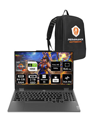 Lenovo LOQ R7 7435HS 64GB 2TB SSD RTX4050/6GB 105W 144Hz FHD 15.6" W11P Gaming Laptop & PER4 ÇANTA
