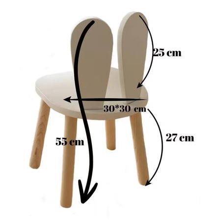 Alfa Country Montessori Çocuk 1 Adet Bunny Sandalye Beyaz