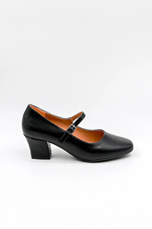 Park Moda Bantlı Kadın Klasik Topuklu Ayakkabı PM280 K542 - Siyah
