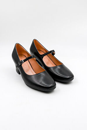 Park Moda Bantlı Kadın Klasik Topuklu Ayakkabı PM280 K542 - Siyah