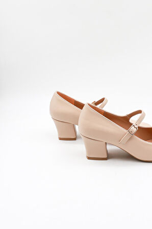 Park Moda Bantlı Kadın Klasik Topuklu Ayakkabı PM280 K542 - Ten