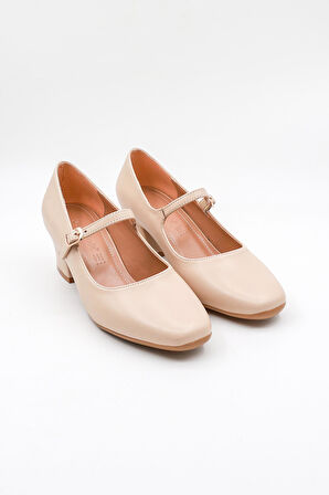 Park Moda Bantlı Kadın Klasik Topuklu Ayakkabı PM280 K542 - Ten