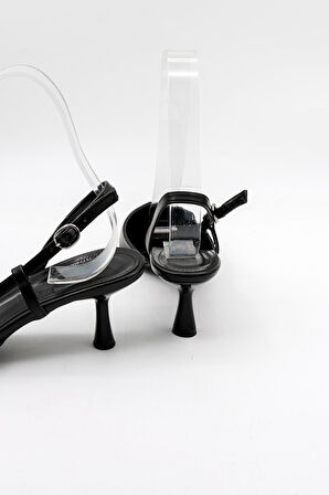 Park Moda Kadın Topuklu Klasik Ayakkabı PM492 K1047 Siyah Cilt