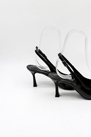 Park Moda Kadın Topuklu Ayakkabı PM492 K1024 Siyah Rugan