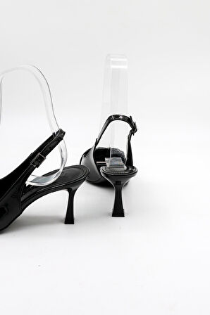 Park Moda Kadın Topuklu Ayakkabı PM492 K1024 Siyah Rugan