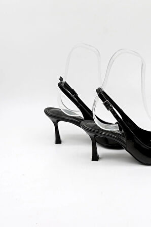 Park Moda Kadın Topuklu Ayakkabı PM492 K1024 Siyah Rugan