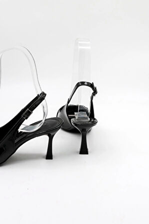 Park Moda Kadın Topuklu Ayakkabı PM492 K1024 Siyah Rugan