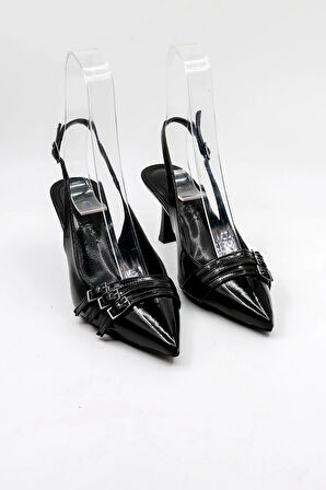 Park Moda Kadın Topuklu Ayakkabı PM492 K1024 Siyah Rugan