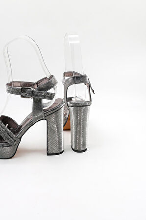 Park Moda Kadın Topuklu Ayakkabı PM08 K2026/2 Platin İthal Dpn