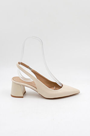 Park Moda Kadın Sivri Burun Düz Desensiz İnce Arkası Açık Ayakkabı PM571 Ten Rugan