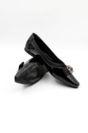 Park Moda Siyah Rugan Tokalı Babet PM281  Siyah Rugan