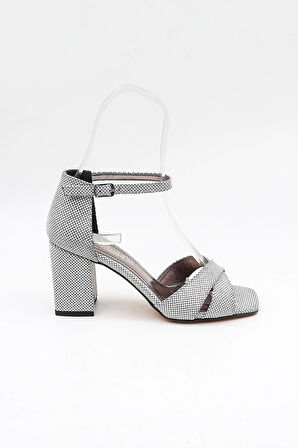 Park Moda Kadın Gümüş Cam Abiye Ayakkabı PM08 Gümüş