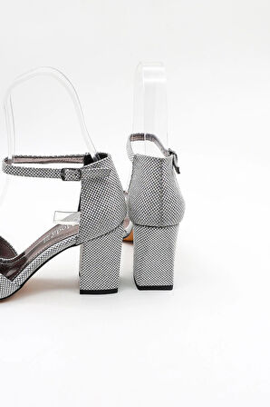 Park Moda Kadın Gümüş Cam Abiye Ayakkabı PM08 Gümüş