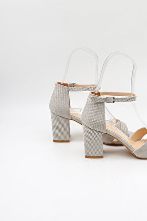 Park Moda Kadın Gümüş Cam Abiye Ayakkabı PM08 Rose