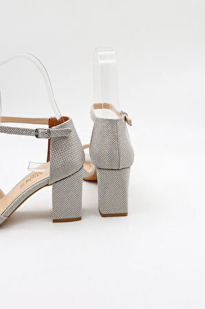 Park Moda Kadın Gümüş Cam Abiye Ayakkabı PM08 Rose