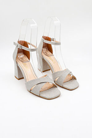 Park Moda Kadın Gümüş Cam Abiye Ayakkabı PM08 Rose