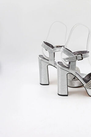 Park Moda Kadın Topuklu Ayakkabı PM08 Gümüş