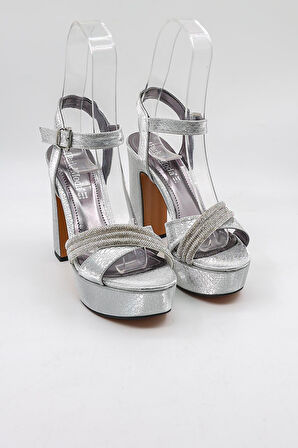 Park Moda Kadın Topuklu Ayakkabı PM08 Gümüş