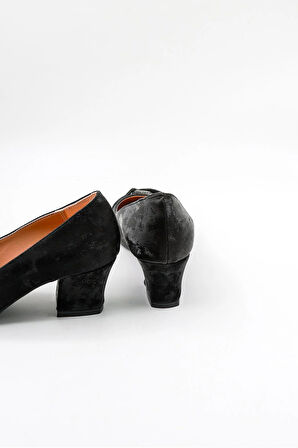 Park Moda Kalın Topuklu Taşlı Tuvin Kadın Ayakkabı PM280 Siyah