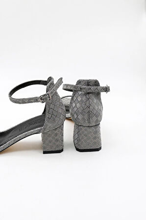 Park Moda Kalın Topuklu  Kadın Abiye Ayakkabı PM09 Platin