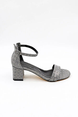 Park Moda Kalın Topuklu  Kadın Abiye Ayakkabı PM09 Platin