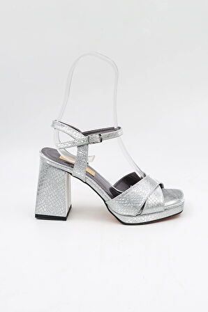 Park Moda Kadın Çapraza Çapraz Abiye Ayakkabı PM08 Gümüş