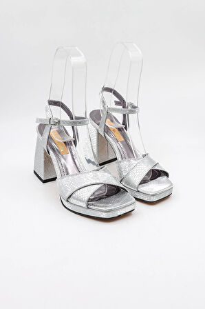 Park Moda Kadın Çapraza Çapraz Abiye Ayakkabı PM08 Gümüş