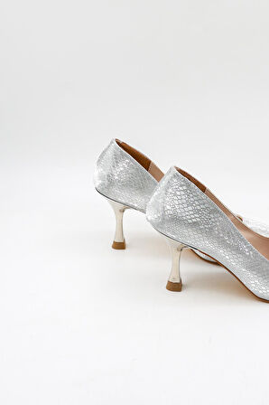 Park Moda Klasik Topuklu Kadın Ayakkabı PM309 Gümüş