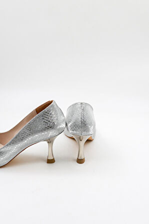 Park Moda Klasik Topuklu Kadın Ayakkabı PM309 Gümüş