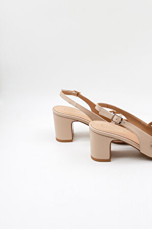 Park Moda Arkası Açık Kemerli Rahat Kadın Ayakkabı PM207 Bej Cilt