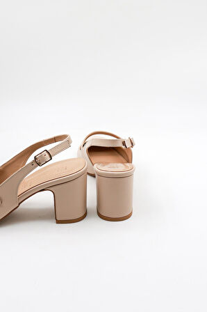 Park Moda Arkası Açık Kemerli Rahat Kadın Ayakkabı PM207 Bej Cilt