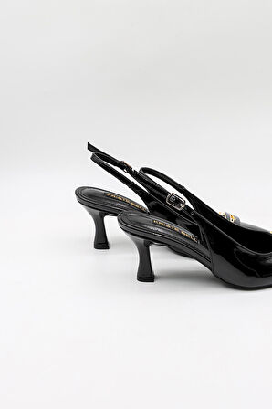 Kriste Bell Kadın Taş Detaylı Klasik Topuklu Ayakkabı KB20812081 Siyah Rugan