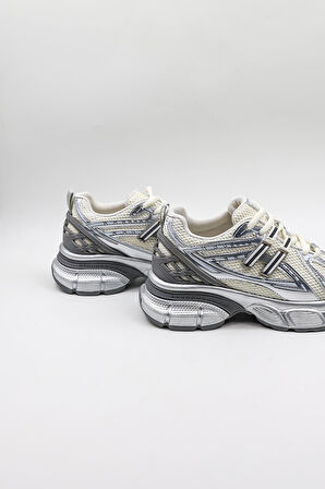 Kriste Bell Parlak Desenli Sneaker Kadın Spor Ayakkabı KB0038 Gümüş