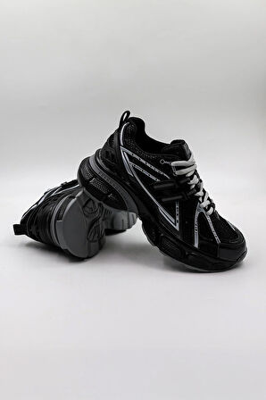 Kriste Bell Parlak Desenli Sneaker Kadın Spor Ayakkabı KB0038 Siyah