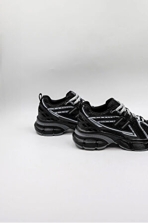 Kriste Bell Parlak Desenli Sneaker Kadın Spor Ayakkabı KB0038 Siyah