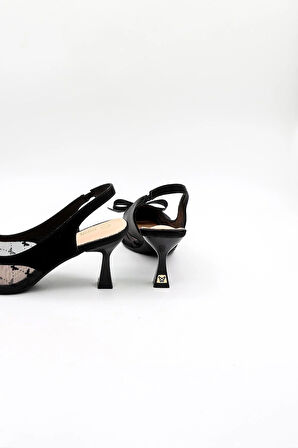 Kriste Bell Kısa Topuklu Fiyonk Detaylı Tokalı Stiletto KB1000 Siyah